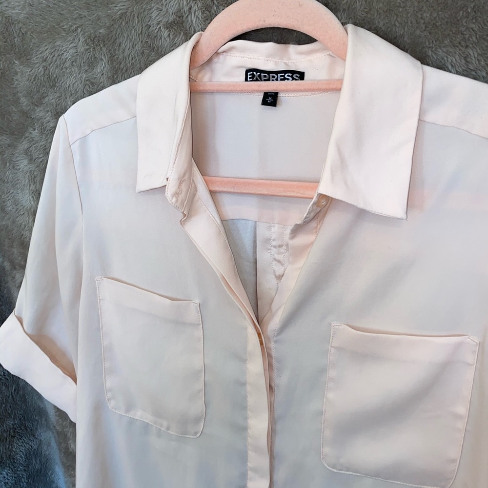 Express Button-Down Pale Pink Blouse - image 7